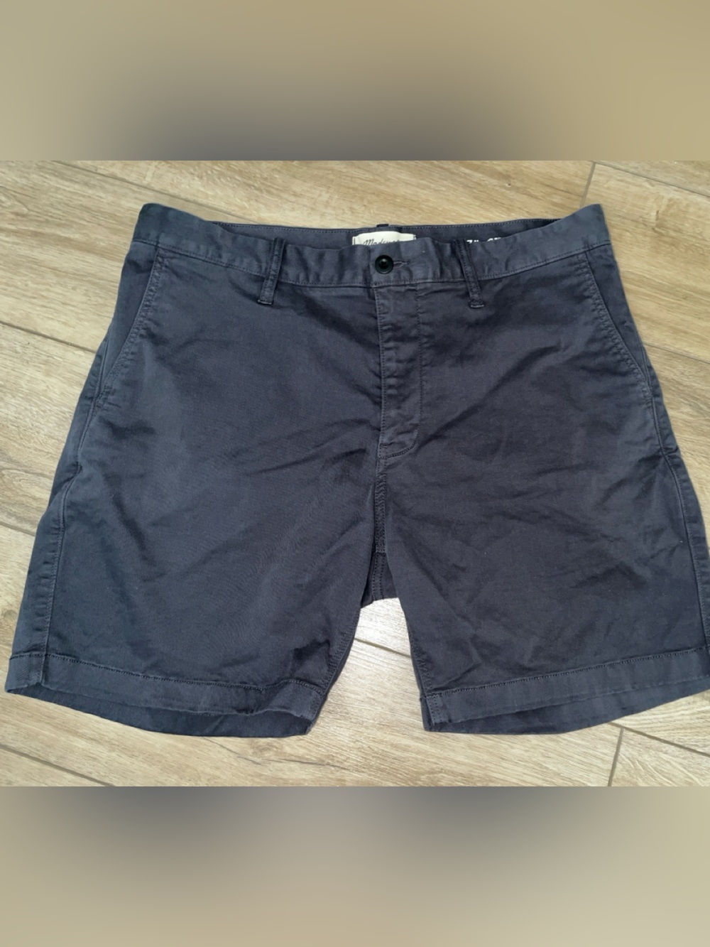 Madewell Men’s 7” Chino Shorts Gray Coolmax Stretch Flat Front Slim Fit Size 36